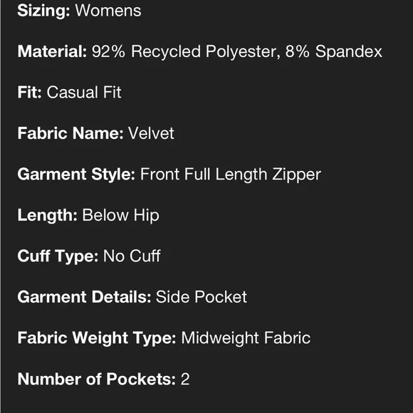 đź’•Future Collective Jacket with Velvet Texture and High Collar size M - Picture 6 of 7